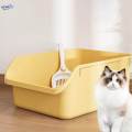 Semi Enclosed Cat Bedpan Cat Litter Container Cat Toilet Sand Box yellow.