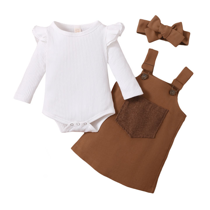 Baby%20Girl%20Tops,%20Suspender%20Skirt,%20Headband%20Suit,%20Long%20Sleeve%20Round%20Neck%20Ruffle%20Crotch%20Button%20Front%20Pocket%20Dress%20-%20Image%202