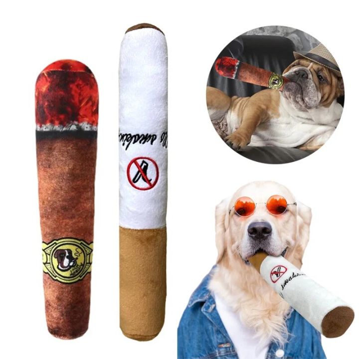 Pet Funny Toys Cigar Big Smoke Plush Sound Squeak Cigarettes Toys Dog Chew Molar Interactive Game Bite Resistant Pet Toy
