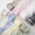 4cm Wide Pleated Plaid Ribbons Fashionable Satin Plaid Puff Plaid Ribbons Pleated Satin Ribbons for Bouquets Gift Wrapping. 