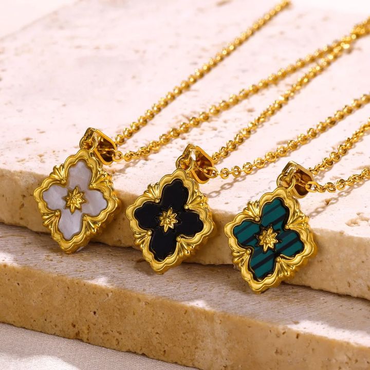Stainless%20Steel%20Luck%20Clover%20Pendant%20Necklaces%20For%20Women%20Gold%20Color%20Chain%20Accessories%20Round%20Cross%20Necklace%20Jewelry%20Gift%20-%20Image%206