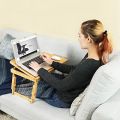 Laptop Table stand cooling fan wooden Portable Folding Lap-Desk Tray Bed Notebook Table Adjustable. 