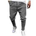 Summer men's cotton linen pants casual linen trousers casual breathable fitness fold elastic waist men's casual casual pants. 