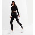 Black Side Stripe High Waist Leggings For Gym. 