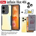 3 in 1 Infinix Hot 40i 40 i Shockproof Phone Case and Anti Spy Soft Ceramic Matte Privacy Tempered Glass. 