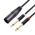 3-Pin XLR Female to Dual 6.35mm Mono Audio Cable TS 1/4 Jack Stereo Aux Cord 6.35 mm Plug to XLR Male Y Splitter Wire Adapter. 