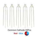 20PCS 3MM Round Clear Lens Two Color Common Anode/Cathode LED Red  Blue  Green Bi-Color Diode  Emitting Light. 