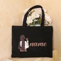 Personalised Hijabi Girl Tote Bag Female Travel Canvas Bags Muslim Girl Gift Custom Name Shoulder Bag Harajuku Handbag Eid Gifts. 