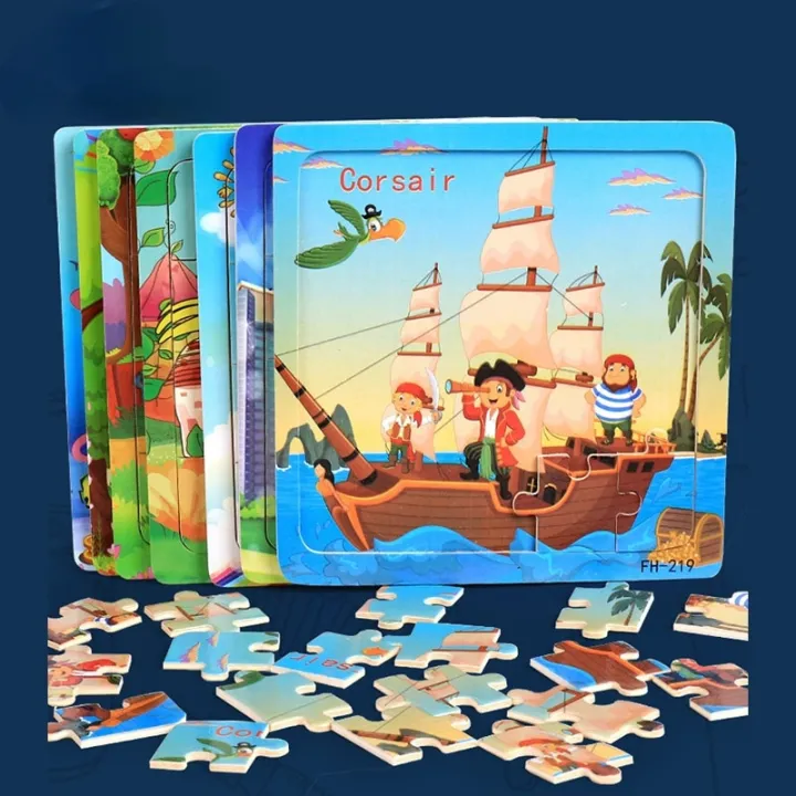 New%2020%20Piece%20Wooden%203d%20Puzzle%20Cartoon%20Animal%20Vehicle%20Jigsaw%20Puzzle%20Montessori%20Educational%20Toys%20For%20Kids%20Baby%201%202%203%20Years%20-%20Image%203