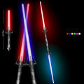 2-in-1 Children Telescopic Sword Color-changing Flashing Stick Led Light Sword Set For Role-playing/acting. 