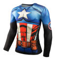 men's t-shirt long sleeve men's high stretch tights milk silk 3d digital printed t-shirt.