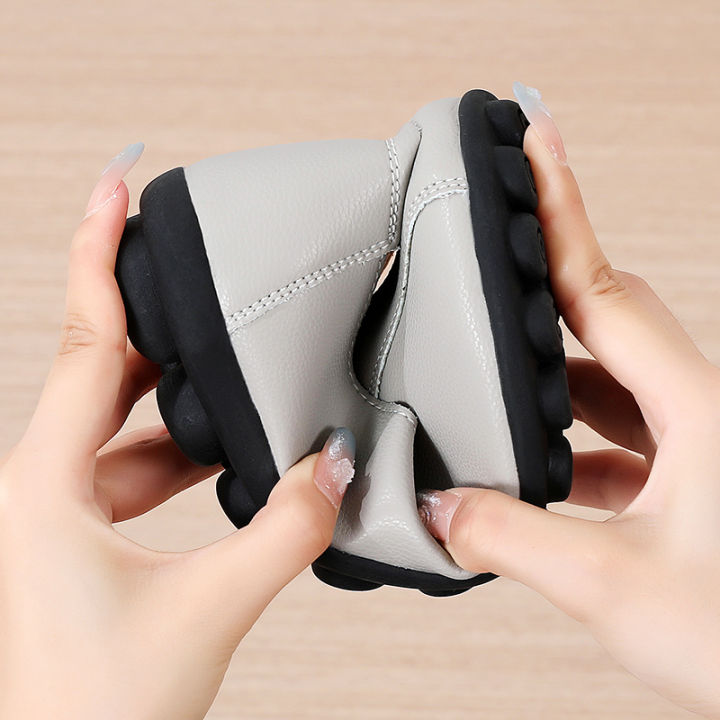 Middle-Aged and Elderly Mom Shoes Comfortable Casual Shoes Leather Tendon Bottom Non-Slip Soft Bottom Leap Month Old Beijing Cloth Shoes Leather Shoes for Women