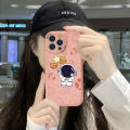 Hontinga for Samsung Galaxy A13 4G Back Cover PU Leather Space Astronaut Case Soft Silicone Edge Phone Cases.