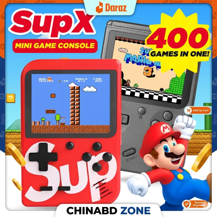 Original 1/9 SUP Game Box 400 In 1 Handheld Game Console Can Connect To A TV with Cable Battery GamePad