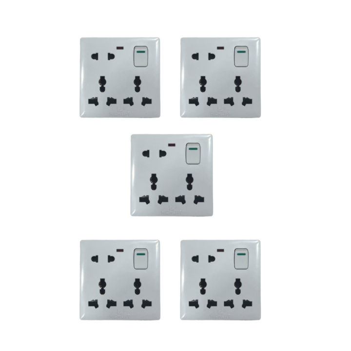 5pcs 8 Pin Multi with 2 Pin and Dual 3 Pin Combined Function Universal Socket with Switch 8Pin Multy
