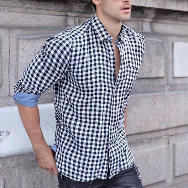Trendy%20Black%20&%20White%20Check%20Long%20Sleeve%20Casual%20Shirt%20-%20Shirt%20-%20Image%204