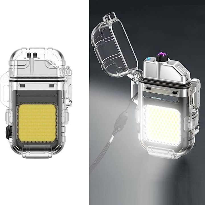 Lighter Transparent Waterproof ARC Electric USB Camping Flash light Rechargeable