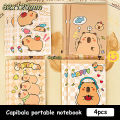 4Pcs Cartoon Lovely Capybara Coil Notebook Portable Kawaii Student Diary Notepad School Office Supplies Friend Birthday Gifts. 