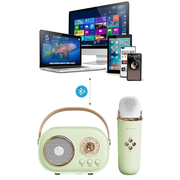 JOJOCAT%20Wireless%20Bluetooth%20Audio%20Portable%20Amplifier%20Home%20KTV%20Microphone%20Children'S%20Karaoke%20Small%20Microphone%20Speaker%20Green%20Durable%20Easy%20Install%20-%20Image%203