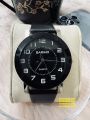 BARI80 MAns leather anaalog watch for Women Full Black. 