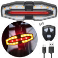 USB Rechargeable Bike Tail Light with Turn Signals Wireless Remote Control Bicycle Rear Light for Night Riding. 