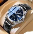 POEDAGAR 615 Leather Quartz Luxury Business Man Wristwatch Date Week Watch For Men.