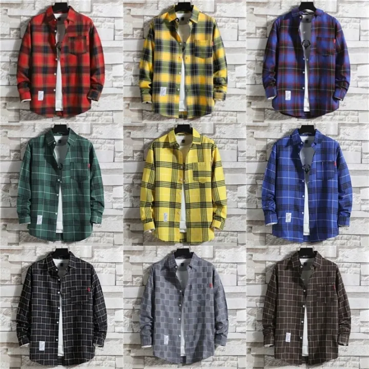 Ins%20Plaid%20Shirt%20Men's%20Outer%20Wear%20Trend%20All-match%20Long-sleeved%20Shirt%20-%20Image%203