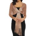 Gold Silver Silk Shawl Shirts For Women Flat Scarf Bride'S Bridesmaid Ball Long Tassel Evening Party Wedding Dress Casual Tunics. 