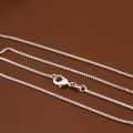 40cm-60cm Thin Real 925 Sterling Silver Slim Box Chain Necklace Women Girls Children 16-24inch Jewelry kolye collares collier. 