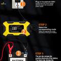 Smart Car Battery Charger Trickle Charger Protection Versatile Battery Maintainer for Yellow. 