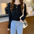 Autumn New Japanese Lazy Style Western Style Fashion Bottoming Shirt Women's Slim Fit Slimming Versatile Long Sleeves Knitwear Top. 