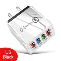 4 Port USB Wall Charger Mobile Charging Adapter for Android, iPhone, Lightning & Universal Devices – EU / US Plug Mobile Charger.
