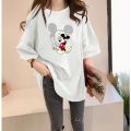 【Plus Size/M-5XL/5Colors Oversized Korean Style Women T-shirt Half Short Sleeves BIg Loose Cute Disney Mickey Printed Tee Summer Maternity T-shirt Round Neck Casual Top 100% Fashion Fat Size Medium-Long Length T-shirt. 
