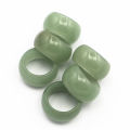 Natural Stone Smooth Finger Engagement Ring Green Aventurine Jewelry Wedding Set For Women Men Wholesale Bands Party 15MM 20#.