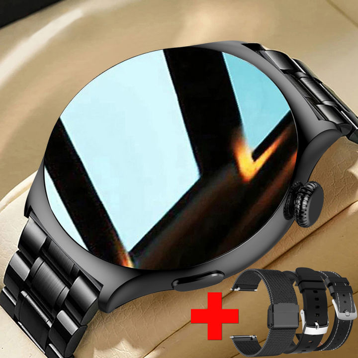 3pc Straps Smart Watch Men Business Male Smartwatch Round Sport