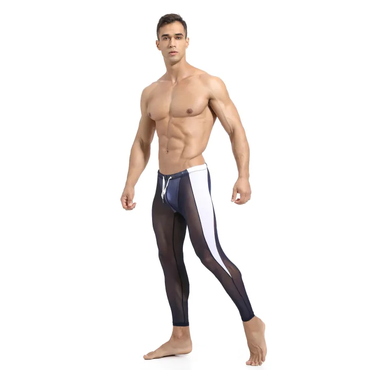 Men%20Breathable%20Pure%20Color%20See-through%20Mesh%20Skin%20Tight%20Sport%20Cycling%20Gym%20Training%20Leggings%20Trousers%20Elastic%20Waistband%20Drawstring%20-%20Image%203