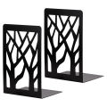 1 Pair Book Ends Hollow Out Bookend Support Stable Black Stand Iron Metal Bookends Home Office Desk Storage Books Organizer Tool.