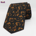 Black Yellow Small Flower Design Formal Tie For Men.