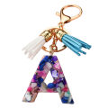 【beauty code store】Purple Pendant Key Chain Transparent Acrylic 26 Alphabets Holder Charm Decoration.