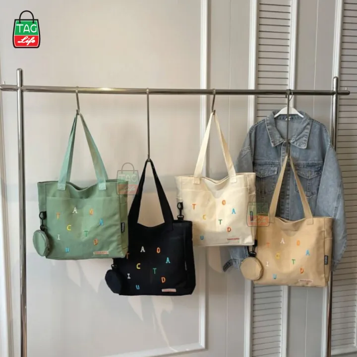 TAG%20Lifestyle%20Exclusive%20Design%20embroidery%20Canvas%20Tote%20Bag,%20Fashionable%20Top%20Handle%20With%20four%20Outside%20Pockets%20Trendy%20Fashionable%20Tote%20Bag%20for%20University,%20College%20Students%20Girls%20And%20Women%20-%20Image%204