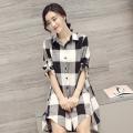 Plaid Loose-Fitting Shirt Mid-Length Fashion Large Size Women's Shirt Spring and Autumn New Korean Slim Fit Sun Protective Clothes Coat.