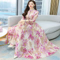 Attractive 3D Digital Print Long Party Gown Dress – Stylish One-Piece Kurti for Women (Free Size).