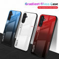 PlusCase for Samsung Galaxy M15 / F15 5G Case Glass Hard Gradient Painted Shockproof Phone Back Cover.