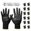 QEARSAFETY 12 Pairs PU Thin Work Safety Gloves, Multi-Function, Light-Weight, Anti-Slip, Breathable,Fit To Hand,Soft. 