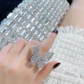 Cubic zirconia butterfly finger ring ladies ring fashion jewelry. 