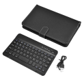 Bluetooth Mini Wireless Keyboard with PU Leather Case for Smartphone Tablet 4.5 Inch - 6.8 Inch Rechargeable Easy to Use Black. 