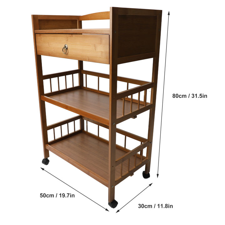 Mobile Serving Cart Rolling Side Table Spacious Tabletop Space Saving with 4 Wheels for Kitchen Dining Room