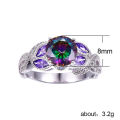 CAOSHI Round Cut Cubic Zircon Diamond Silver Plated Changeable Color Promise Ring Rainbow Crystal Stone Wedding Rings Women.