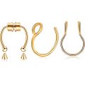 3Pcs Nose Ring Magnetic Septum Ring Nose Ring Hoop Stainless Steel Horseshoe Clip On Nose Ring No-Pierced Septum Ring.