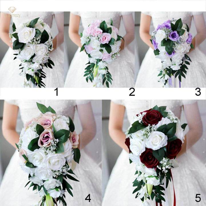 2pcs%20Wedding%20Hand%20Bouquet%20Bridal%20Holding%20Artificial%20Flowers%20White%20-%20Image%204